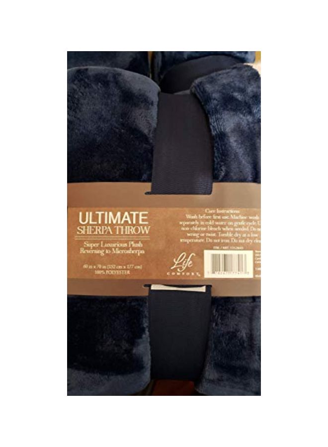 Ultimate Sherpa Plush Reversible Throw Blanket Polyester Royal Blue 60x70inch