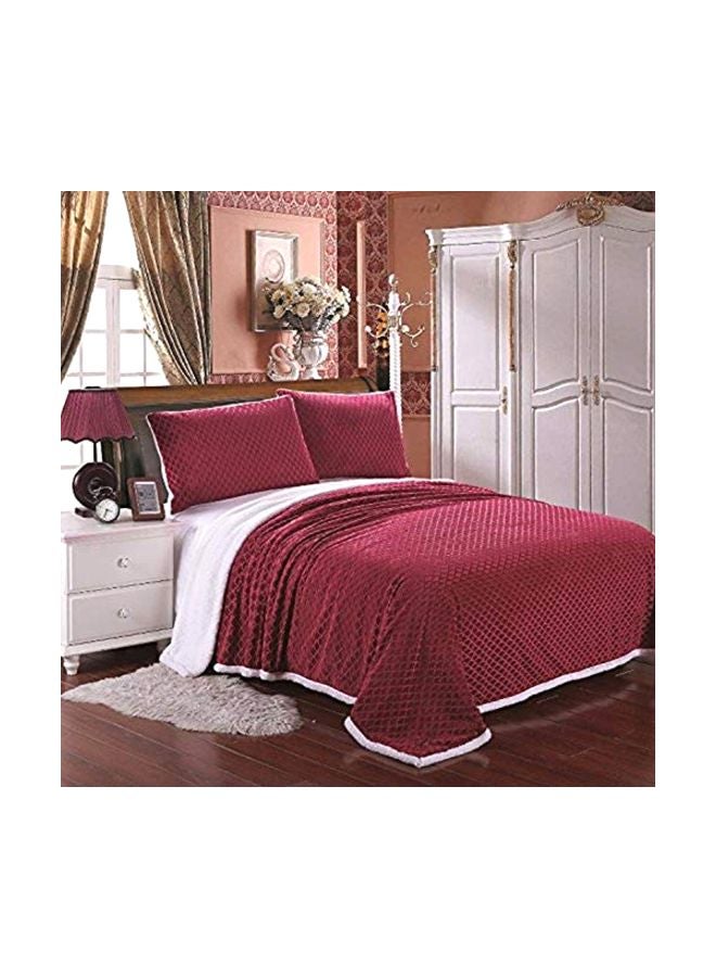 Sweet Home Collection Reversible Blanket Polyester Burgundy/White 