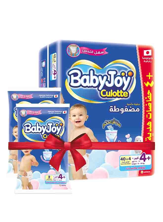 BabyJoy BJ Culotte Diapers, Large Size 4, 11-18kg, 44 Count