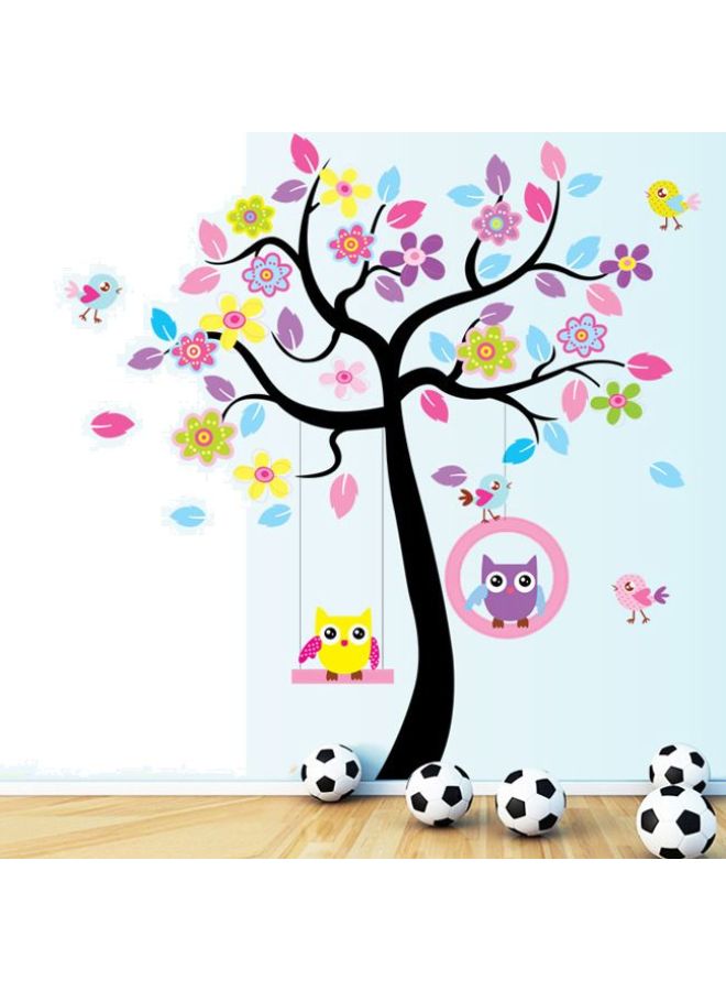 Creative Owl Flower Design Wall Sticker Multicolour 60 x 90cm