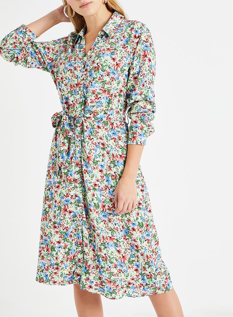 اونلي فستان بنمط قميص بطبعة زهور متعدد الألوان - Image 1