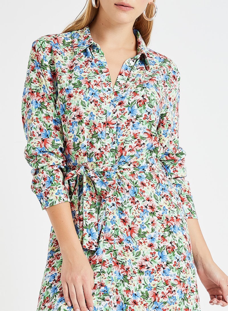 اونلي فستان بنمط قميص بطبعة زهور متعدد الألوان - Image 4