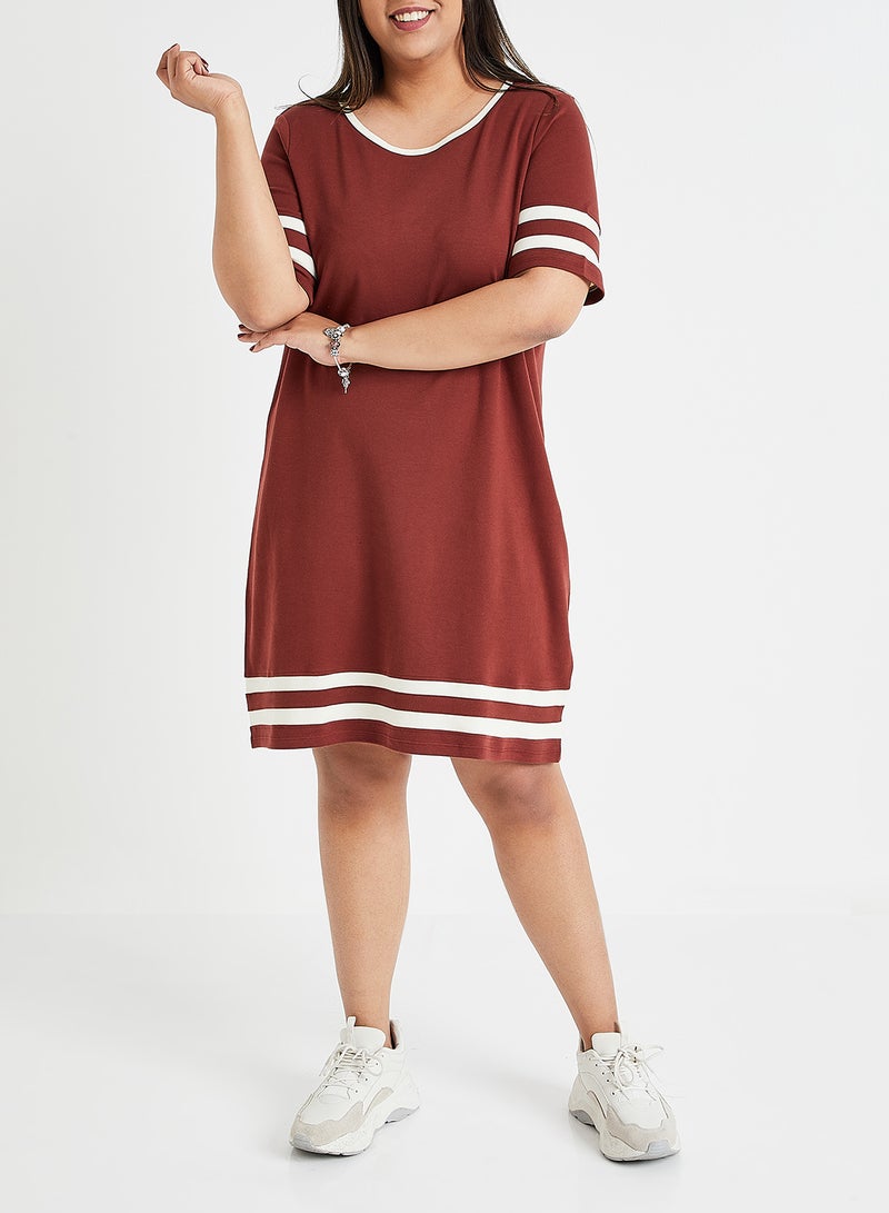 VERO MODA Mini T-Shirt Dress Brown/White  - Image 2