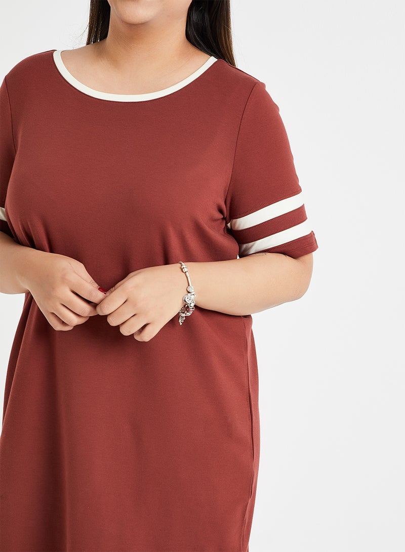 VERO MODA Mini T-Shirt Dress Brown/White  - Image 4