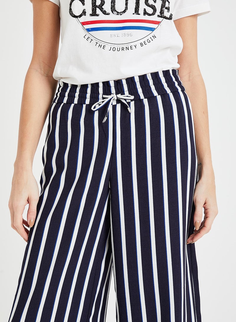 ONLY - Striped Wide Leg Pants Navy - Image 1