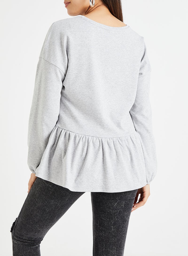 Classic Style Knit Peplum Top Grey - v1580903734/N34221308V_3