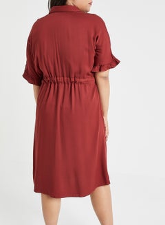 Vero Moda Curve Drawstring Waist Shirt Dress Brown  - Image 3
