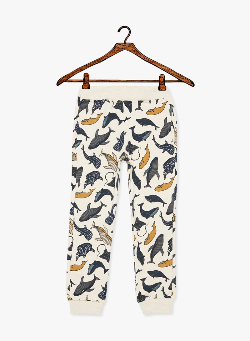 NAME IT - All Over Patterned Sweatpants Beige - Image 1