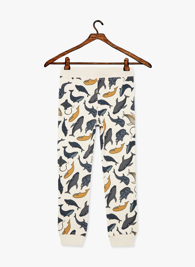 NAME IT - All Over Patterned Sweatpants Beige - Image 1