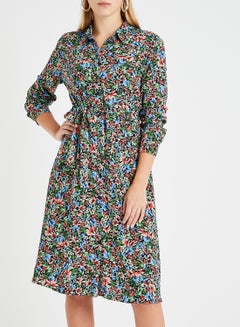 Floral Print Shirt Dress Multicolour