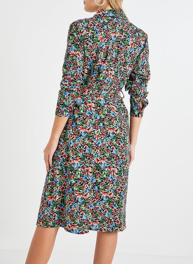 ONLY - Floral Print Shirt Dress Multicolour - Image 1
