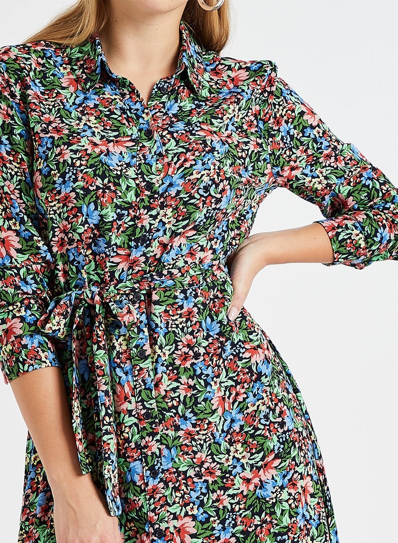 ONLY - Floral Print Shirt Dress Multicolour - Image 1