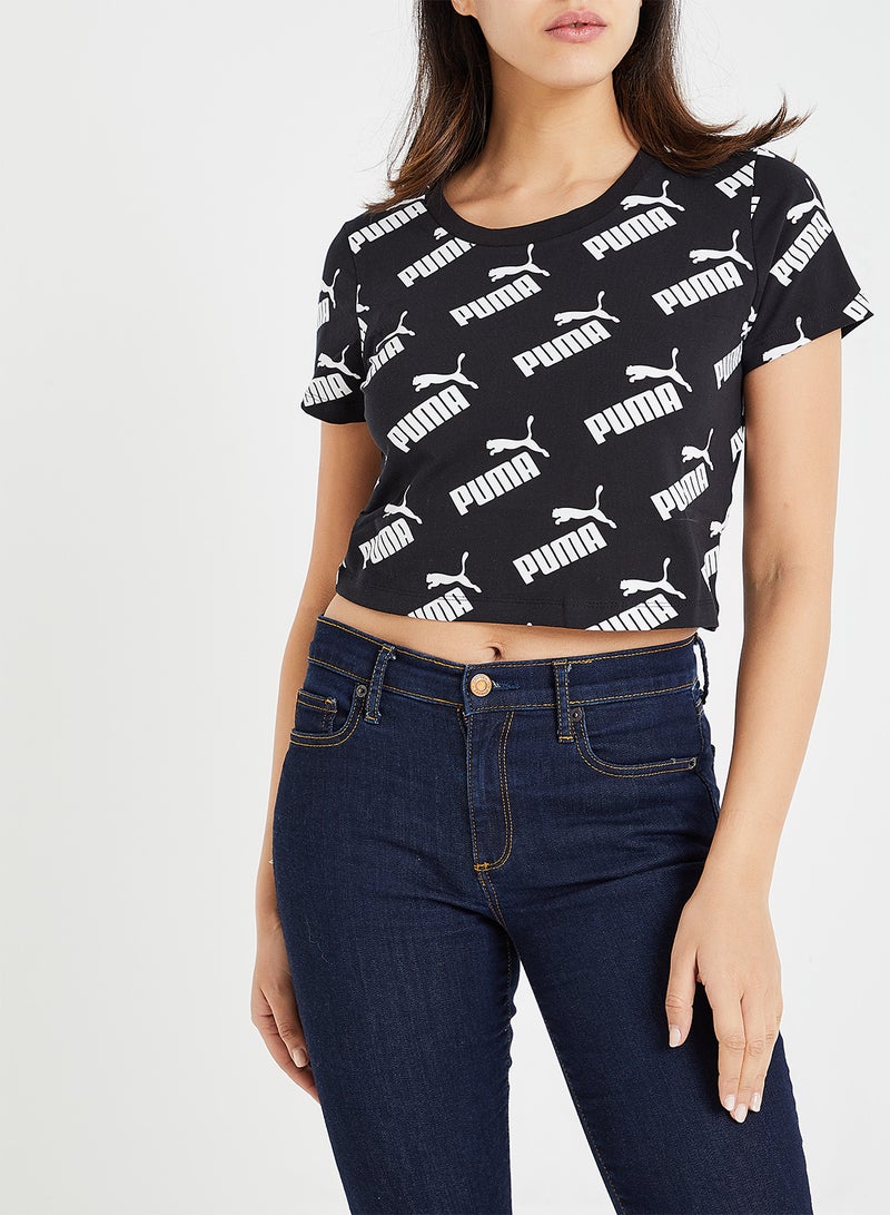 PUMA Amplified AOP Cropped T-Shirt Black - Image 1
