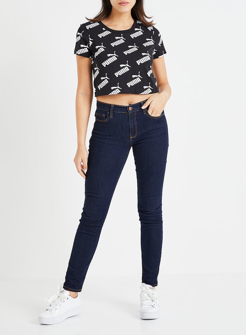 PUMA Amplified AOP Cropped T-Shirt Black - Image 2