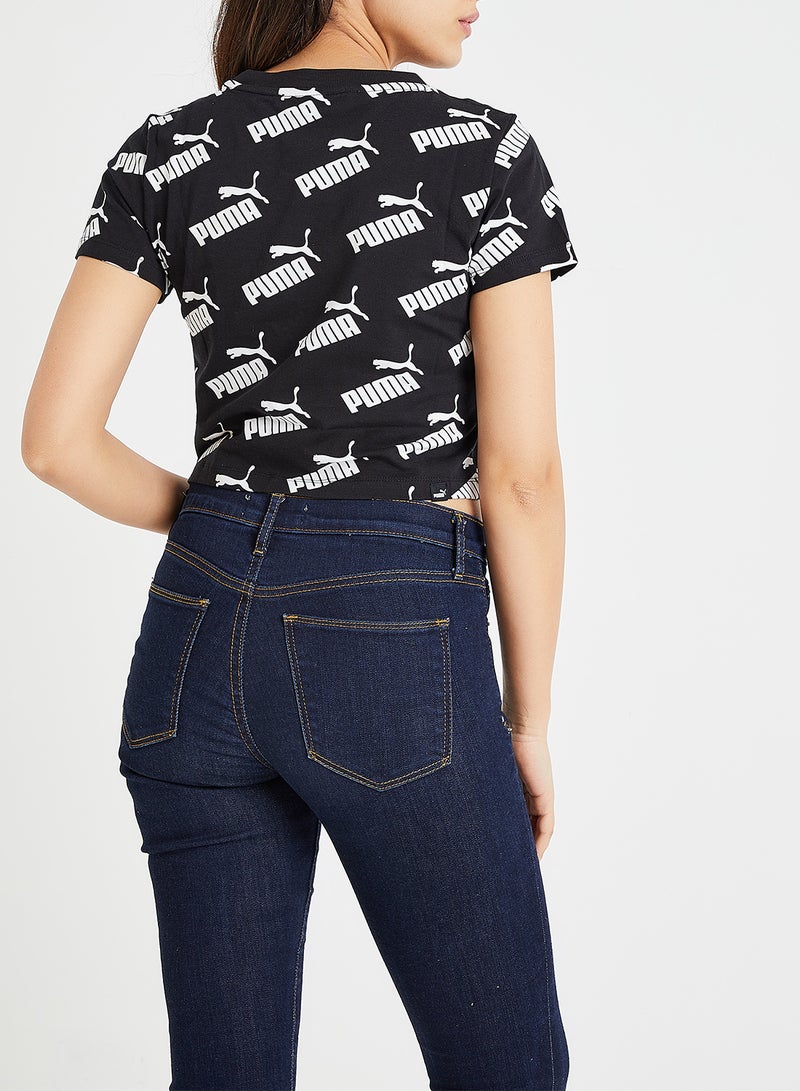 PUMA Amplified AOP Cropped T-Shirt Black - Image 3