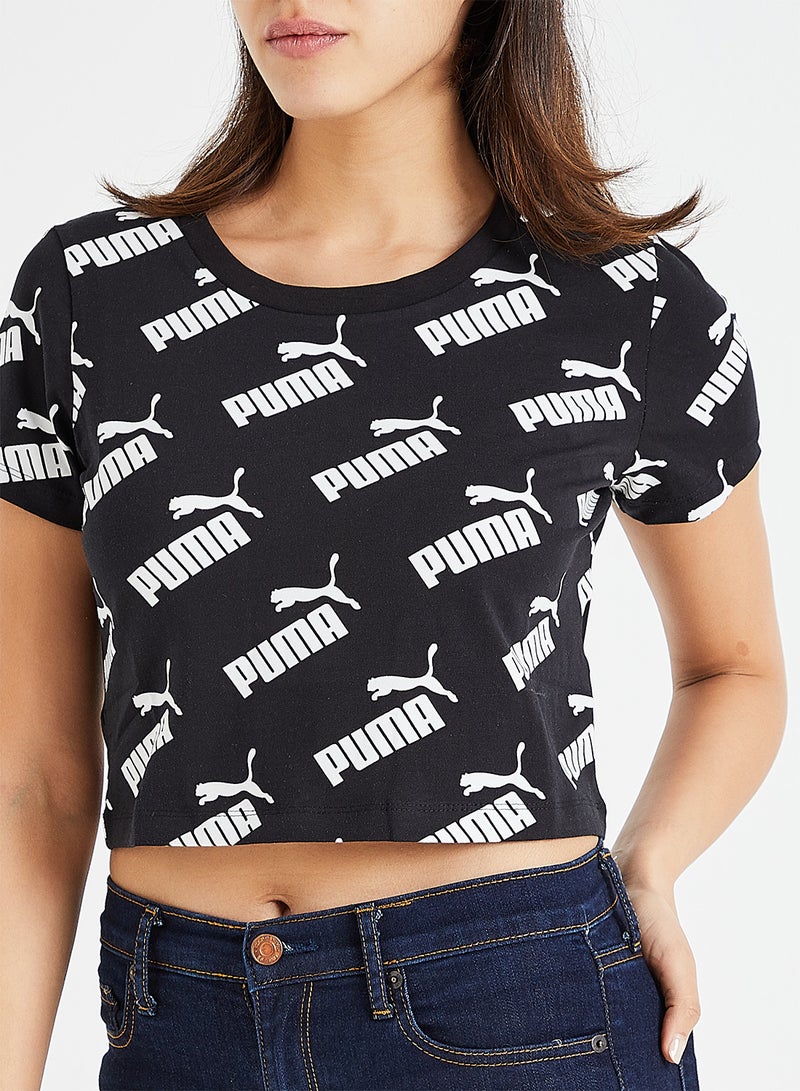 PUMA Amplified AOP Cropped T-Shirt Black - Image 4