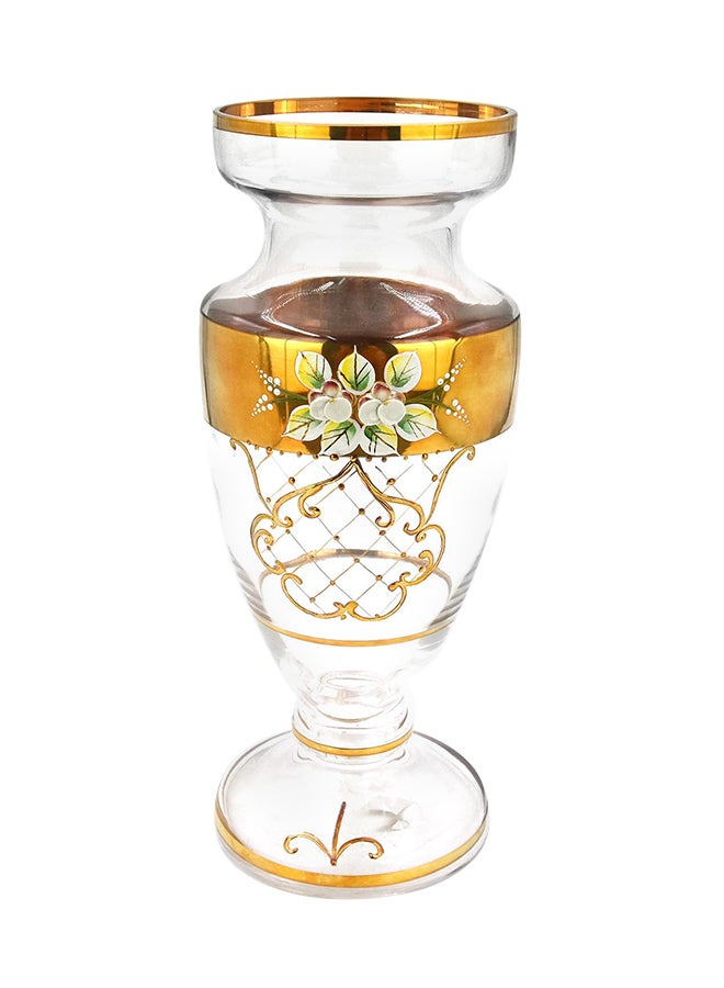 Decorative Flower Vase Clear/Gold 30cm