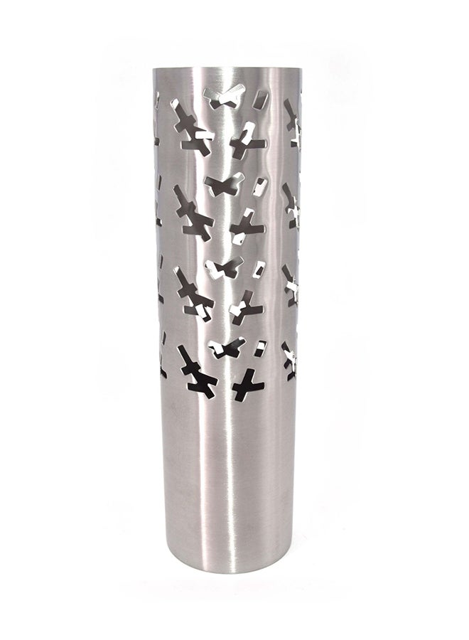 Steel Pipe Shaped Flower Vase Silver 9X9X29cm