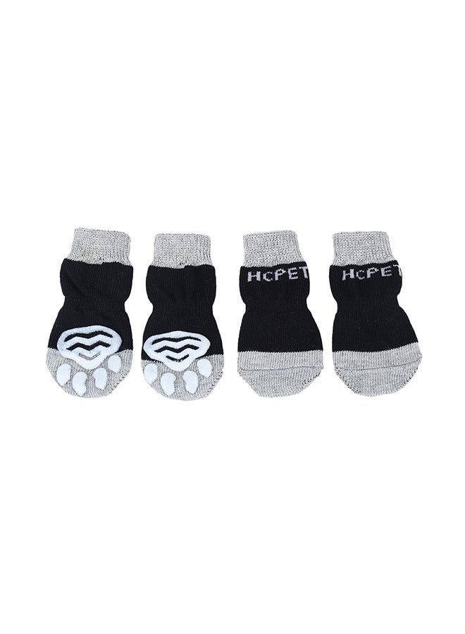 Pair Of 2 Paw Protection Anti-Slip Winter Pet Socks Black/Grey/White M - Image 2