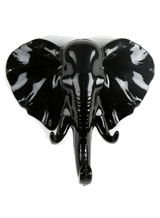 Elephant Head Nose Wall Door Decor Hook Black 11.5 x 11cm
