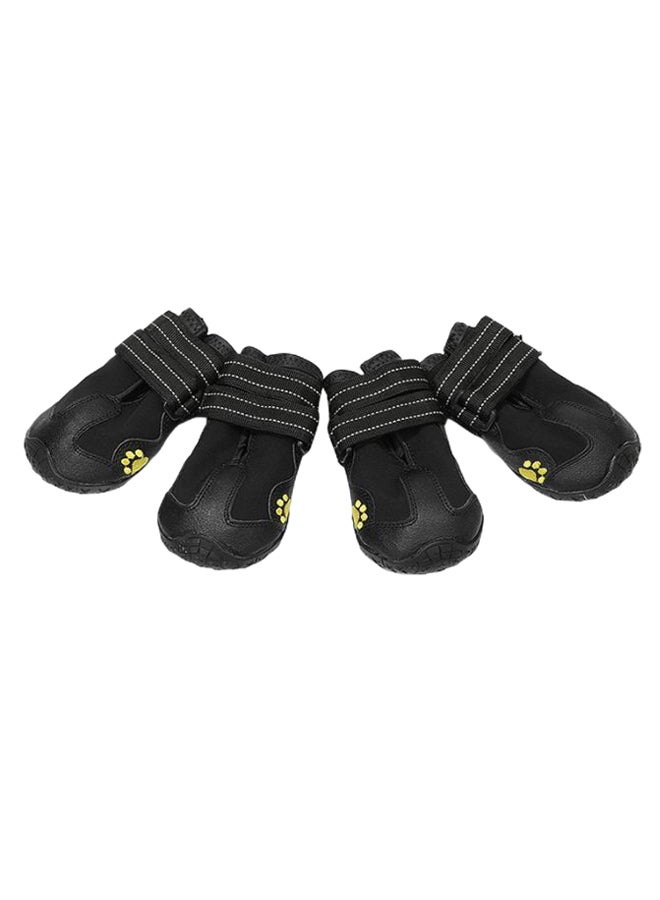 4-Piece Waterproof Non-Slip Pet Rain Boot Set With Reflective Straps Black 20x5x10cm - Image 1