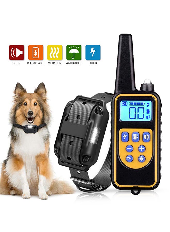 Waterproof Rechargeable Dog Training Collar With Remote Yellow/Black - Image 3