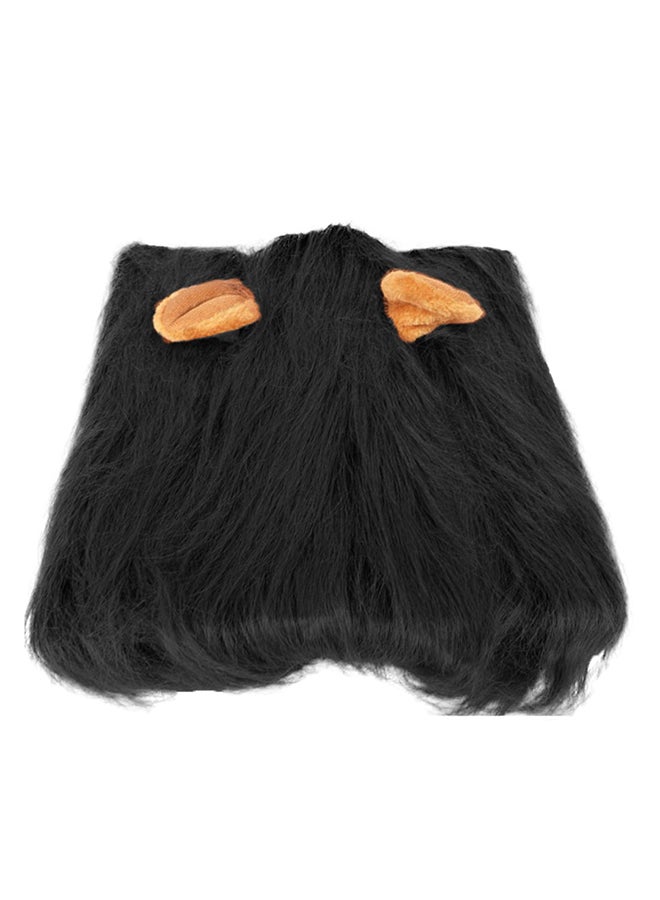 Adjustable Lion Mane Cosplay Pet Costume With Ear Black 37cm