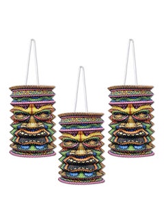 3-Piece Tiki Paper Lanterns Multicolour 9inch