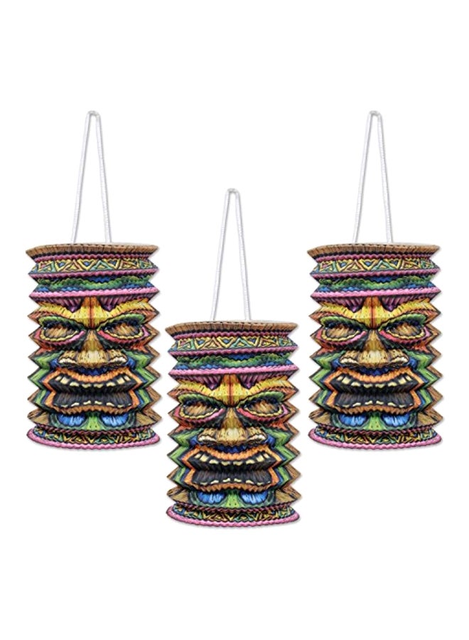 Beistle - 3-Piece Tiki Paper Lanterns Multicolour 9inch - Image 1