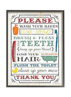 Stupell Industries Wash Your Hands Framed Wall Art White/Green/Blue 11x14x1.5inch  - Image 1