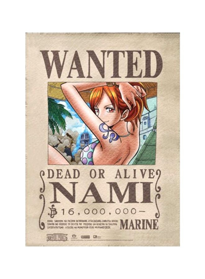 Nami Wanted Wall Scroll Poster Multicolour 33x0.1x44inch