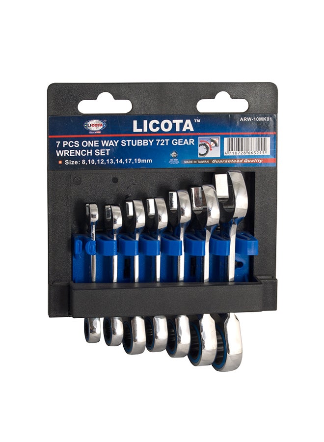 LICOTA 7-Piece One Way Stubby Gear Wrench Set Silver - Image 3