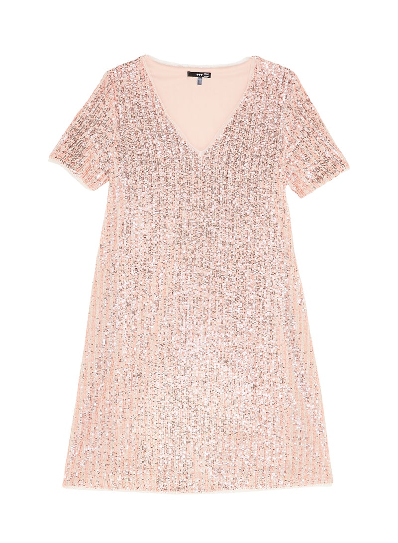 tfnc LONDON - Tana Tunic Sequin Dress Peach - Image 1