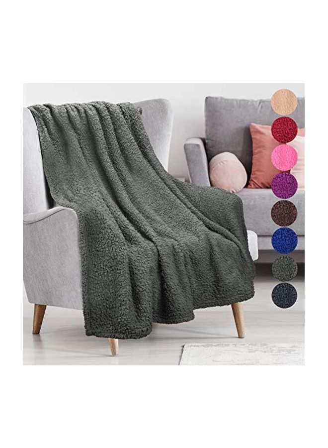 Tirrinia Sherpa Throw Blanket Grey 50x65inch - Image 4