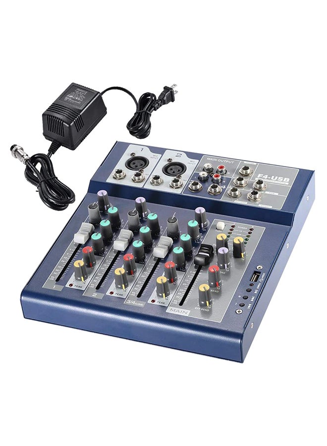 Muslady 4-Channel Audio Mixer Console Built-In Effect VM1054 Blue/Black  - Image 1
