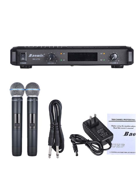 4-Piece Channel UHF Digital Wireless Handheld Microphone System Set MI2081 Black