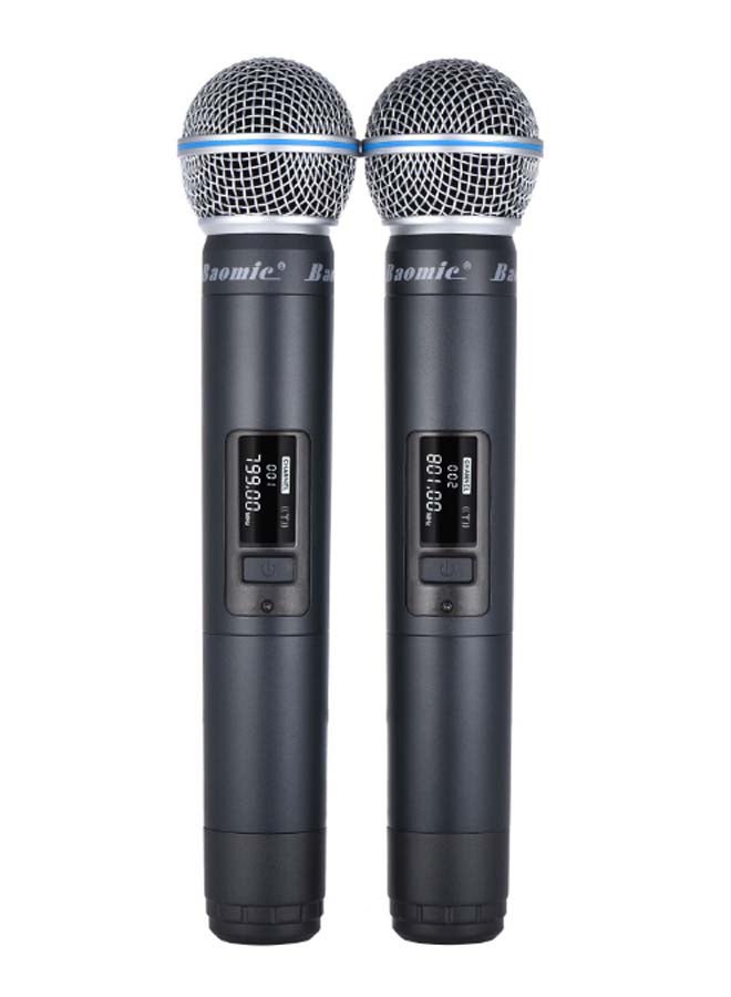 4-Piece Channel UHF Digital Wireless Handheld Microphone System Set MI2081 Black