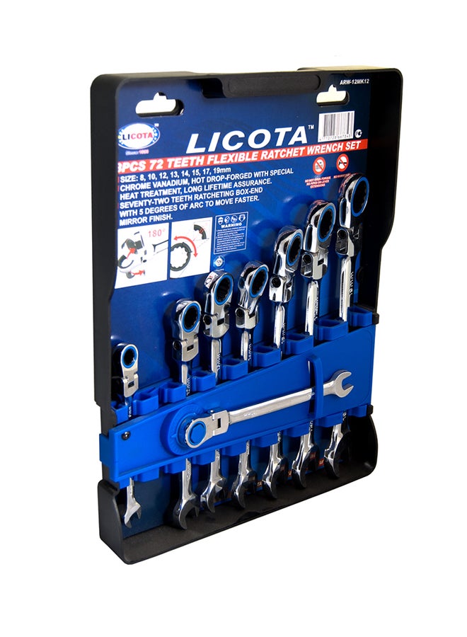 LICOTA 8-Piece Flexible Ratchet Wrench Set Silver - Image 2