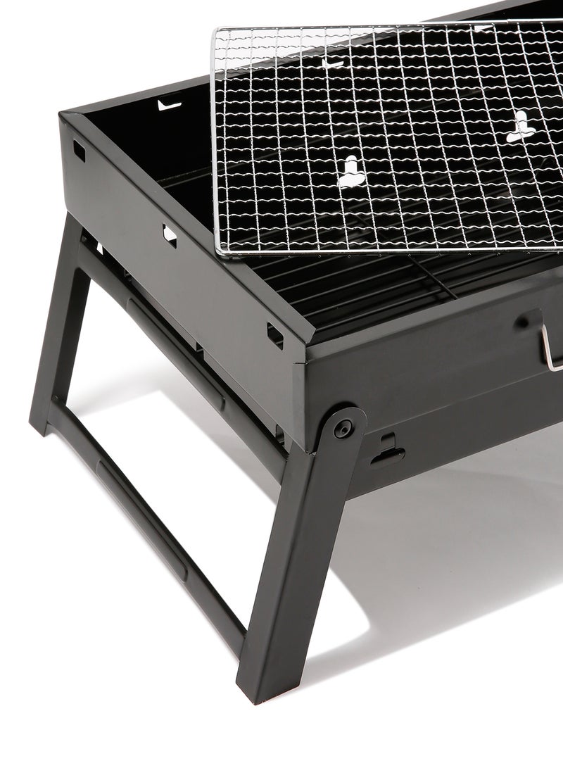 Generic - Portable Barbeque Charcoal Grill Black/Silver 440x308x70mm - Image 1