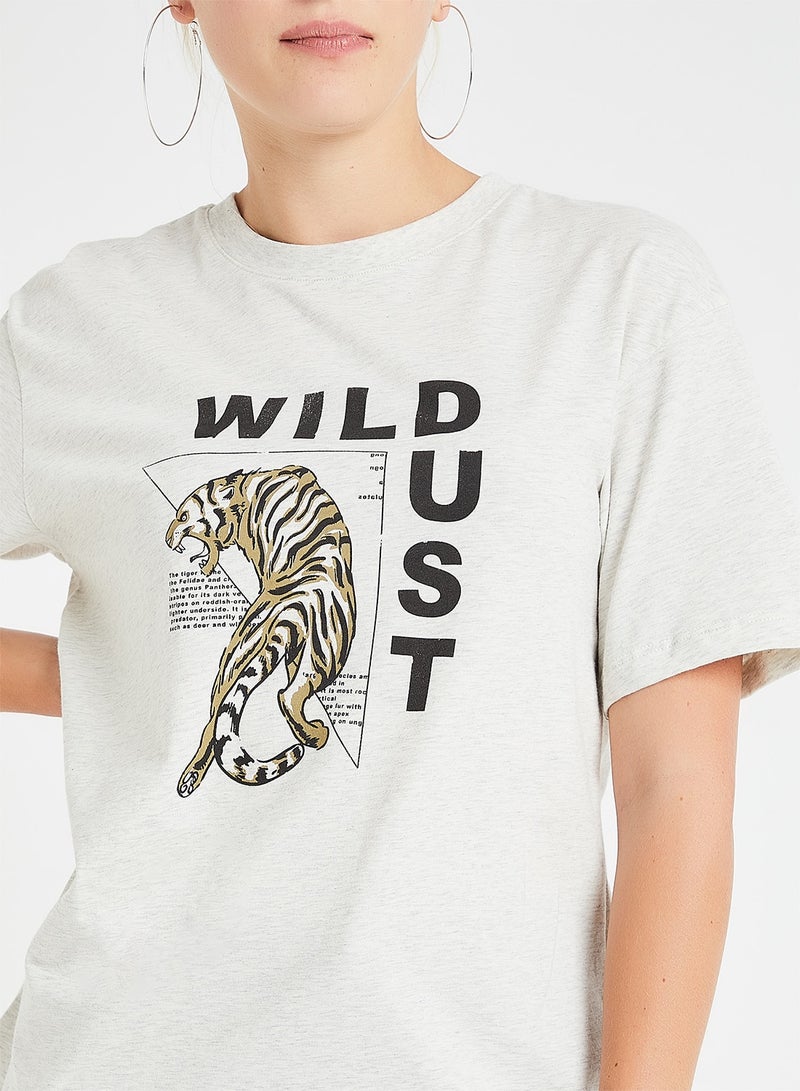 فيرو مودا تيشيرت قصير الكم بطبعة نمر أوف وايت - Image 4