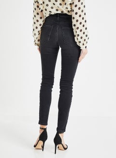 Belted High Waist Skinny Jeans Black - v1580998032/N34223067V_3