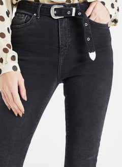 Belted High Waist Skinny Jeans Black - v1580998038/N34223067V_4