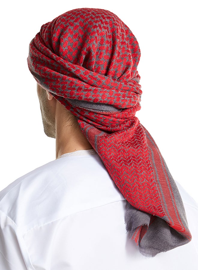Generic Colourblock Pattern Casual Scarf Red/Grey  - Image 3
