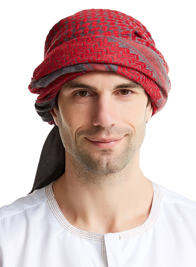 Generic Colourblock Pattern Casual Scarf Red/Grey  - Image 2