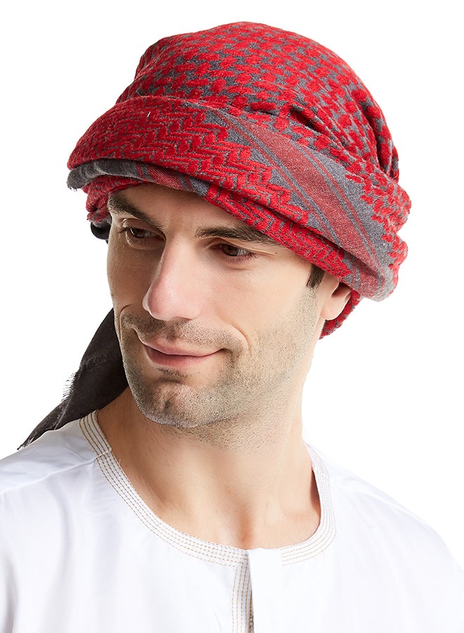 Generic Colourblock Pattern Casual Scarf Red/Grey  - Image 4