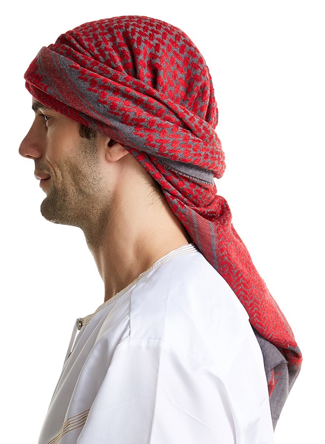 Generic Colourblock Pattern Casual Scarf Red/Grey  - Image 5