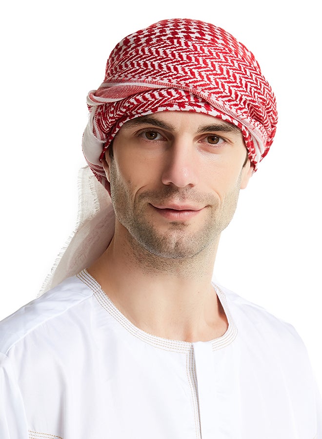 وشاح كاجوال أحمر/أبيض  - Image 2