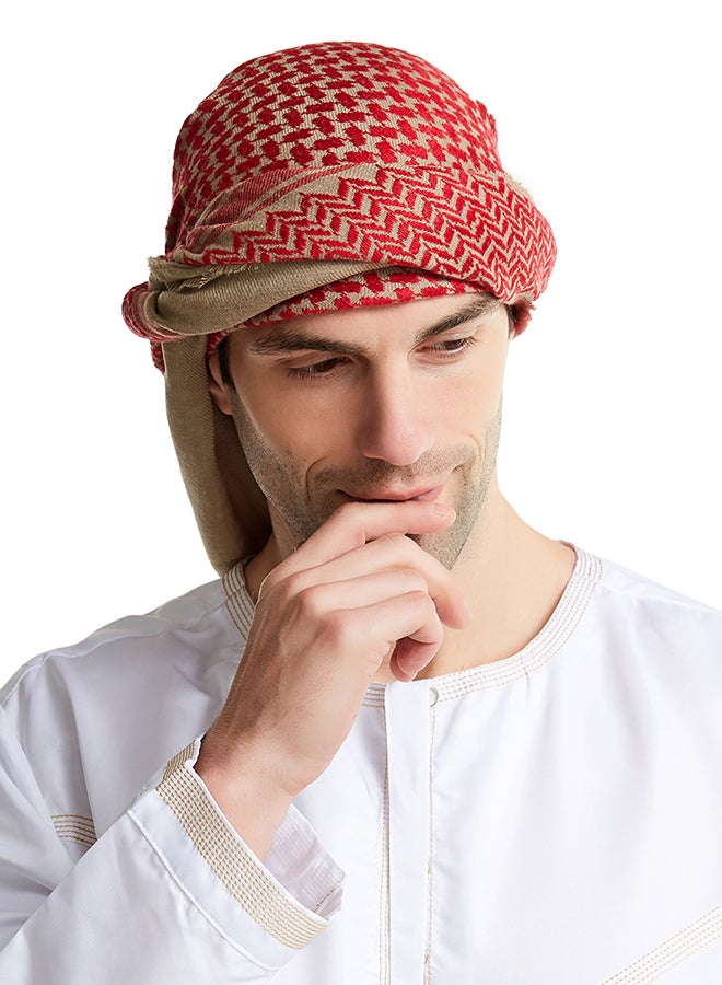 وشاح كاجوال أحمر/أبيض  - Image 4