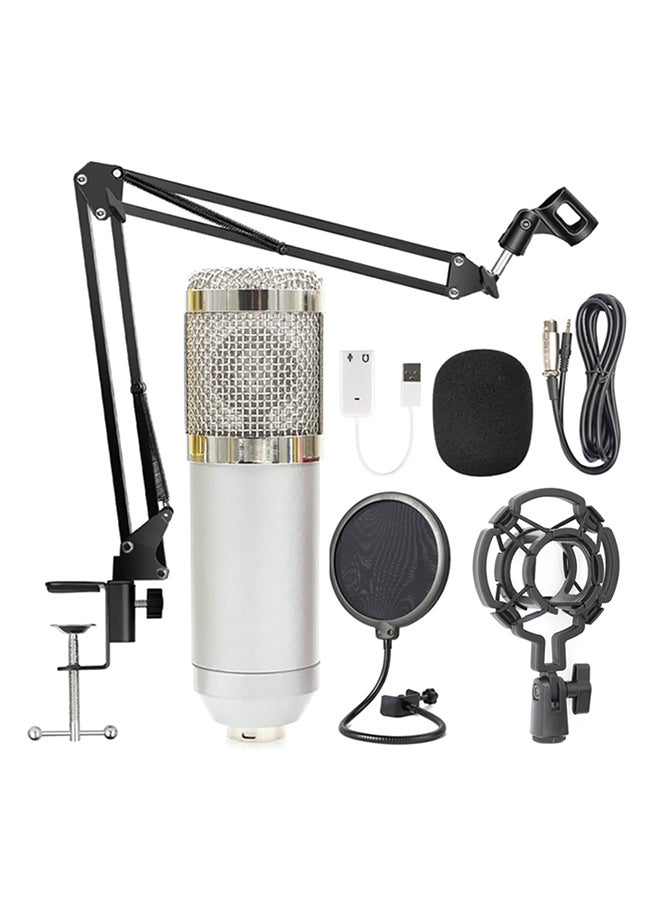 Professional Stream Broadcasting Recording Condenser Microphone Kit Silver/Black - Image 1