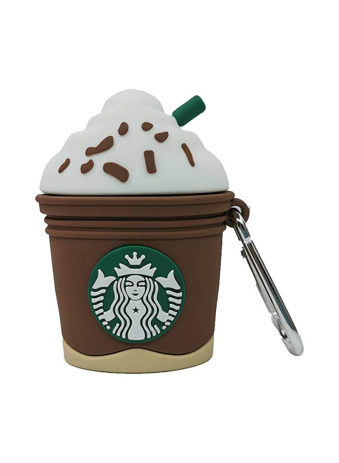 آيماكس غطاء حماية بتصميم كوب قهوة ثلاثي الأبعاد لسماعات أبل آيربودز . البني/الأبيض - Image 1